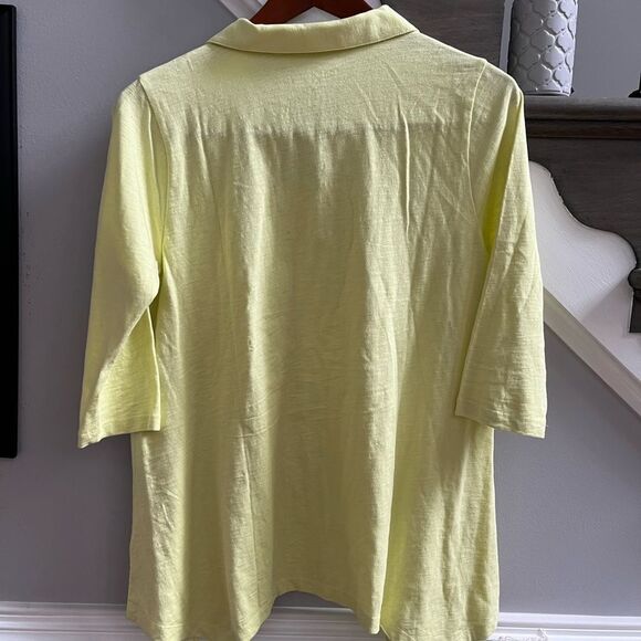 Soft Surroundings Danielle Button Top Tunic sz M Chartreuse - Picture 7 of 8